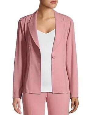 Kobi Halperin Pink Knit Blazer Jacket Open Front One Button Career Size XL